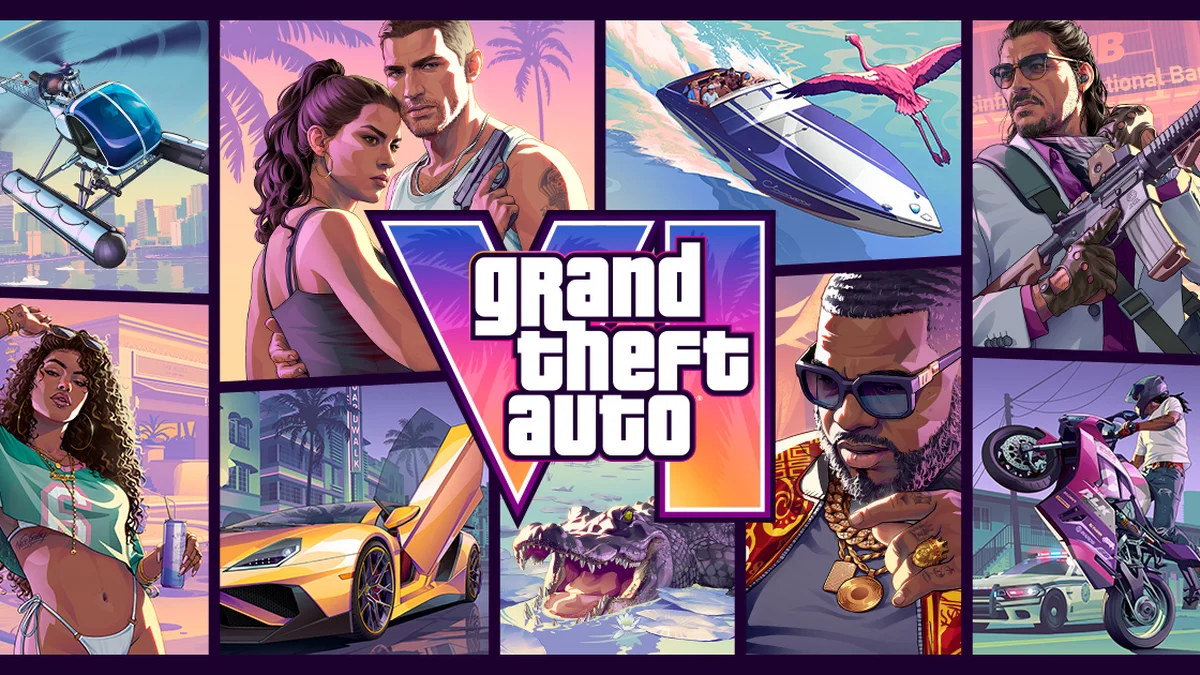 Grand Theft Auto VI official key art, Jason and Lucia in Vice City