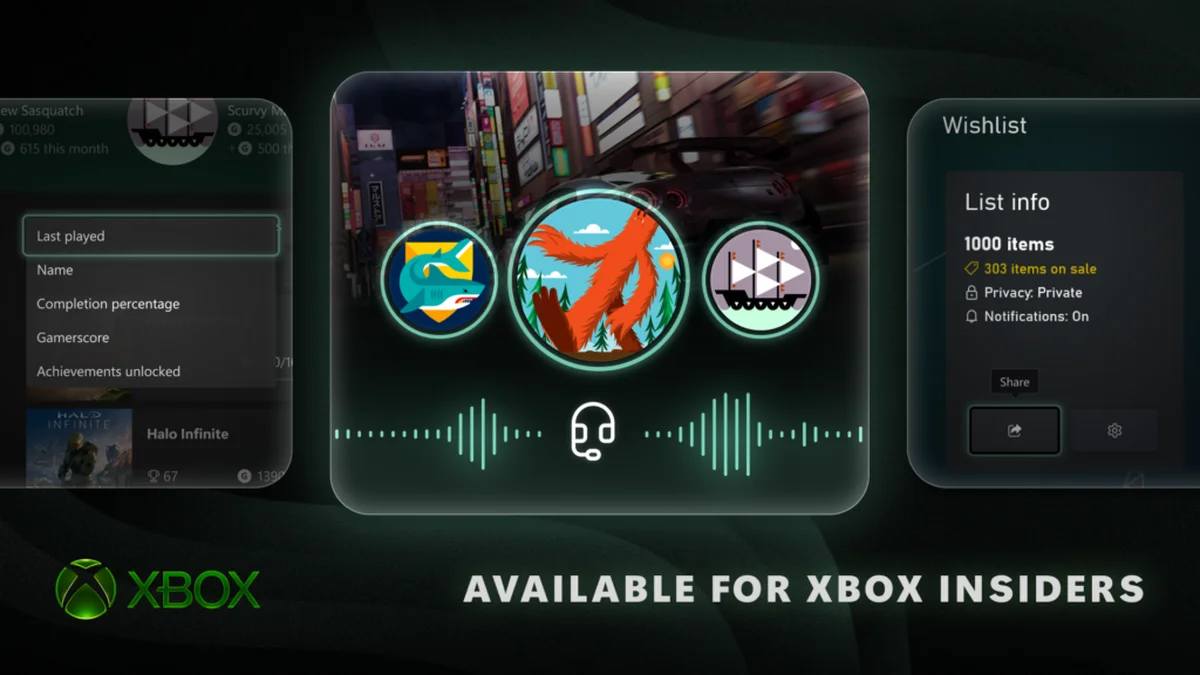 Official Xbox console update hero image for wishlists, saves and captures