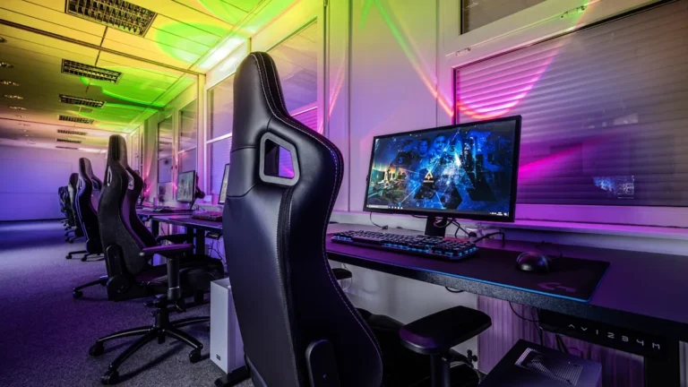 Budget gaming room setup with computer and gaming chair