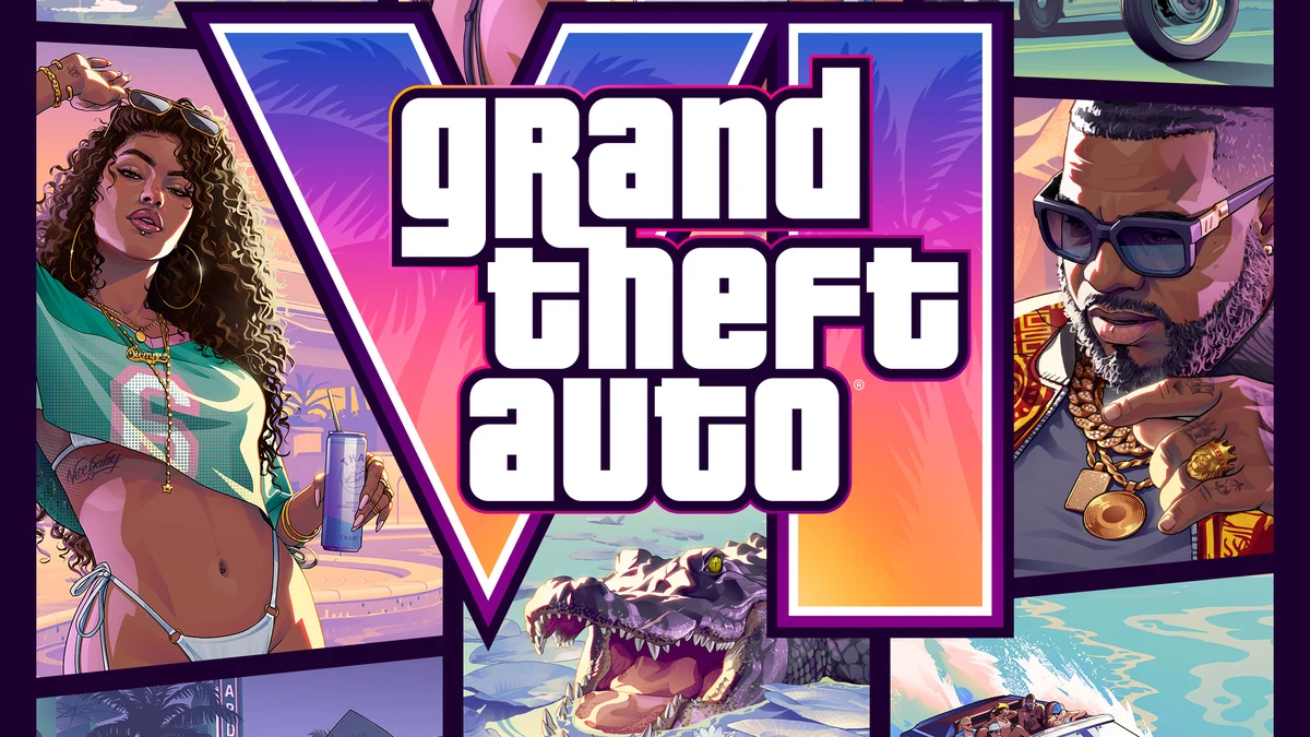 Official Grand Theft Auto VI box art featuring protagonists Jason and Lucia