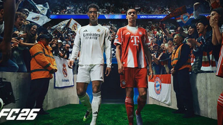 Official EA Sports FC 26 cover art featuring Jude Bellingham and Jamal Musiala