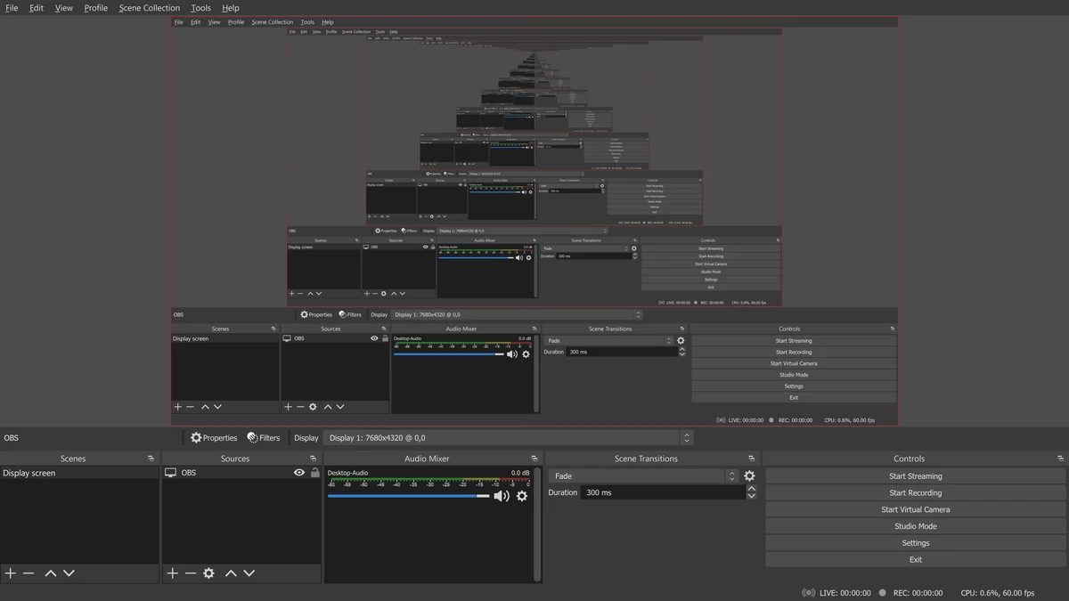 OBS Studio streaming software interface
