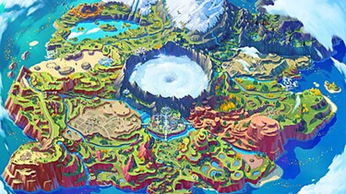 Map of the Paldea region from Pokemon Scarlet and Violet via Wikipedia