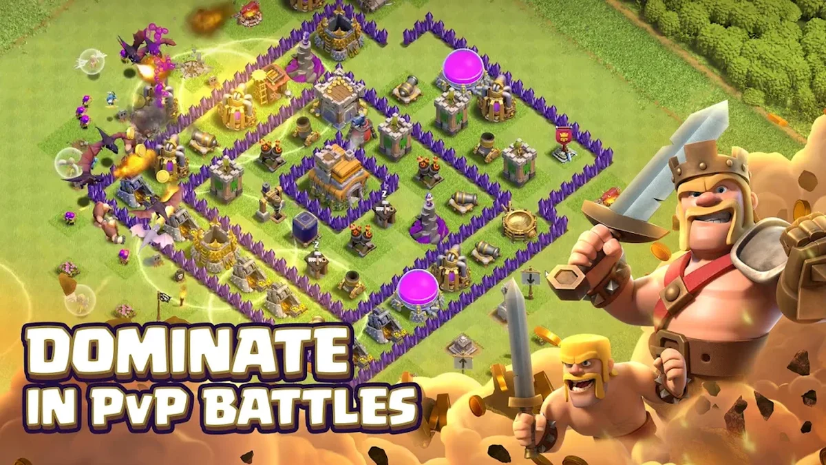 Clash of Clans battle attack screenshot, from official Google Play store listing