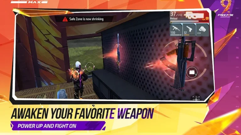 Garena Free Fire character and map screenshot, from official Google Play store listing