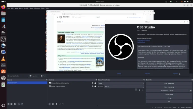OBS Studio running with its recording and streaming controls visible, used to diagnose lag and dropped frames