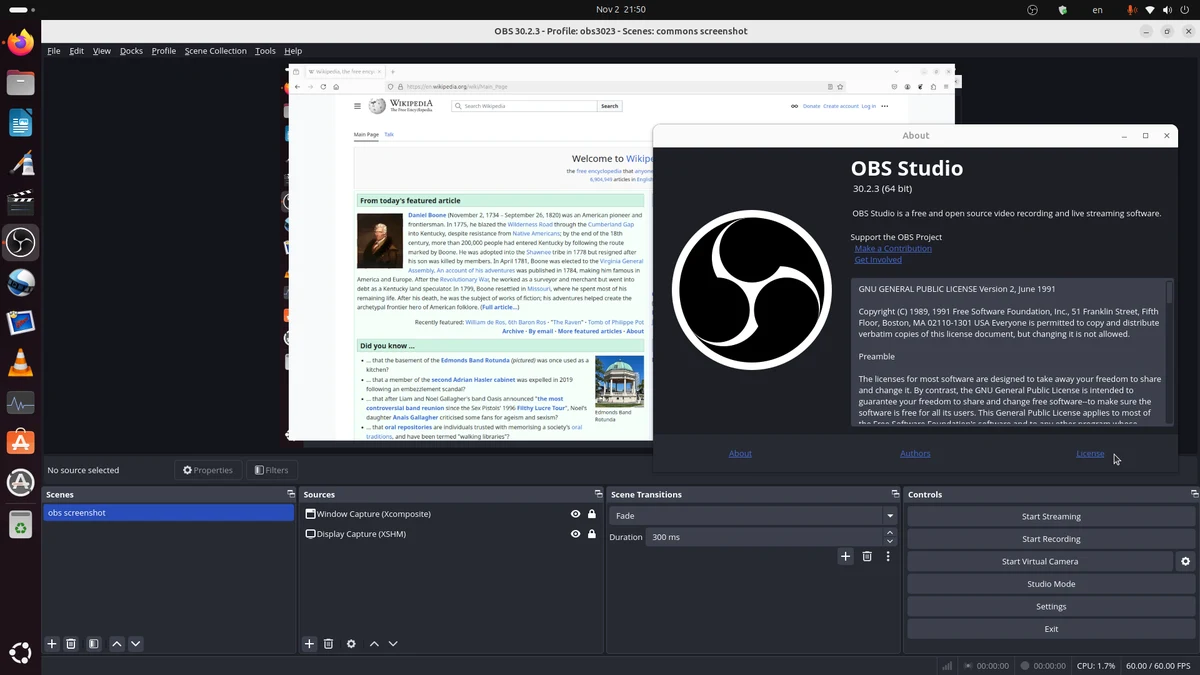 OBS Studio running with its recording and streaming controls visible, used to diagnose lag and dropped frames