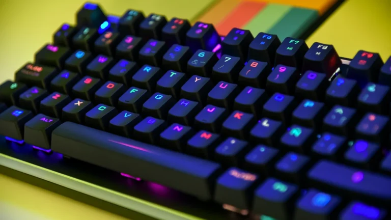 Backlit mechanical gaming keyboard with RGB lighting