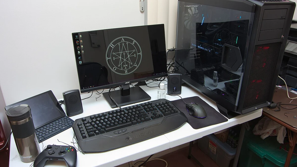 RGB-lit gaming PC setup used for finding the best PC game deals