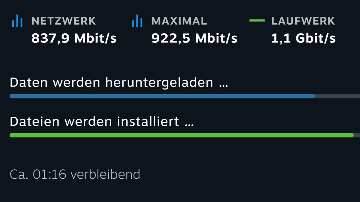 Screenshot of a game downloading in the Steam client